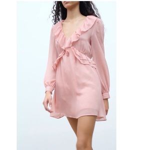Zara NWT Faded Pink Ruffled Casual Dress Size M